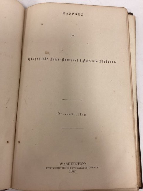 1867 United States General Land Office "Rapport af Chefen fur Land-Kontoret i Furenta Saterna." (1 of 4)