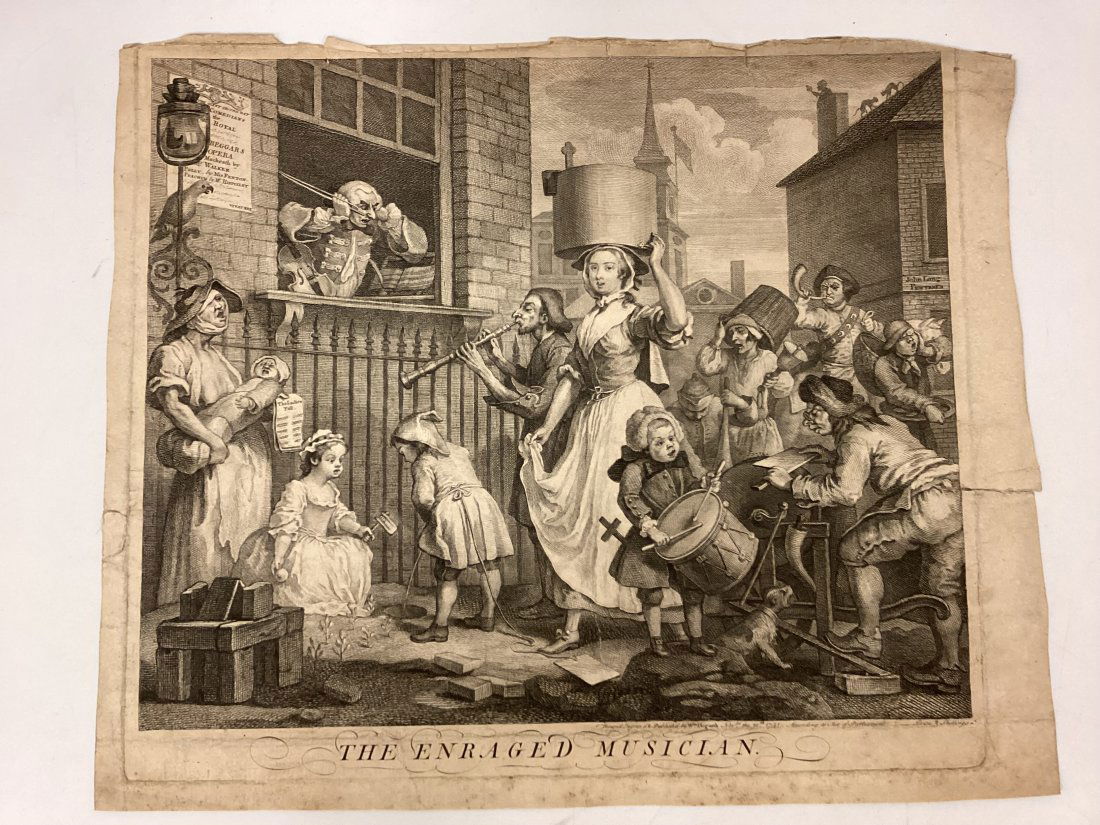 William Hogarth "The Enraged Musician" Etching (1 of 3)