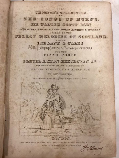 1822 George Thomson 6 vol. "Thomson's Collection of The Songs of Burns" Signed (1 of 7)