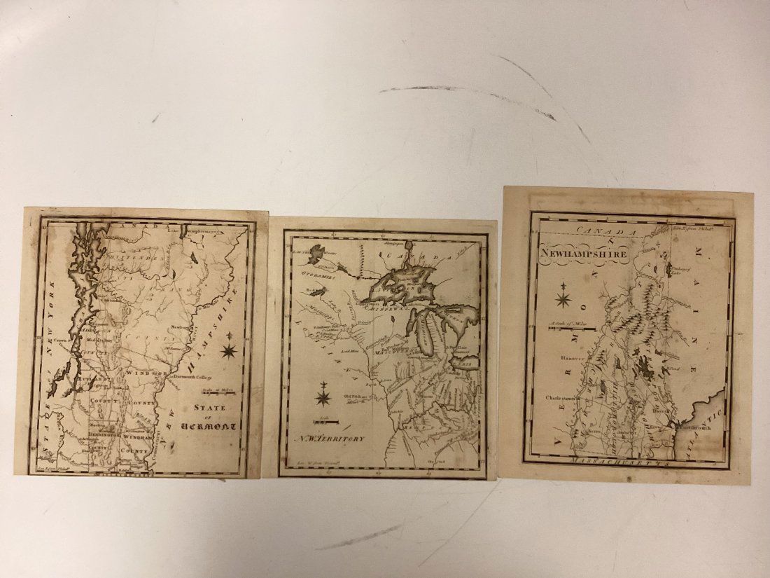 Lot of 3 small maps from Scott's Gazeteer "Vermont, New Hampshire and N.W. Territories" (1 of 6)