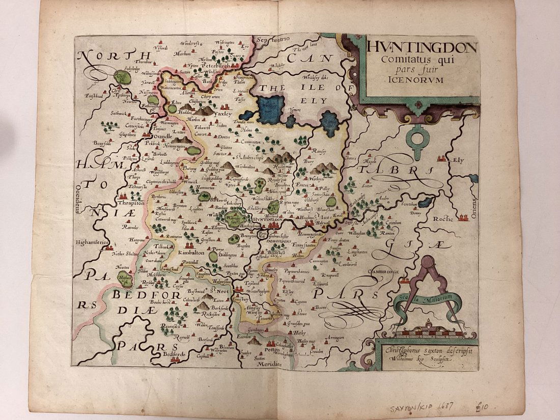 William Kip  /  Christopher Saxton  Huntingdon Comitatus qui pars fuir Icenorum (1 of 3)
