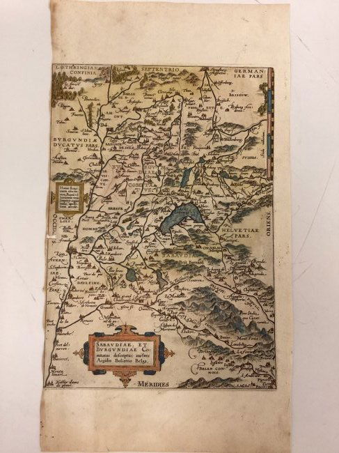 Abraham Ortelius Map "Sabavdiae, et Bvrgvndiae Comitatus descriptio" (1 of 2)