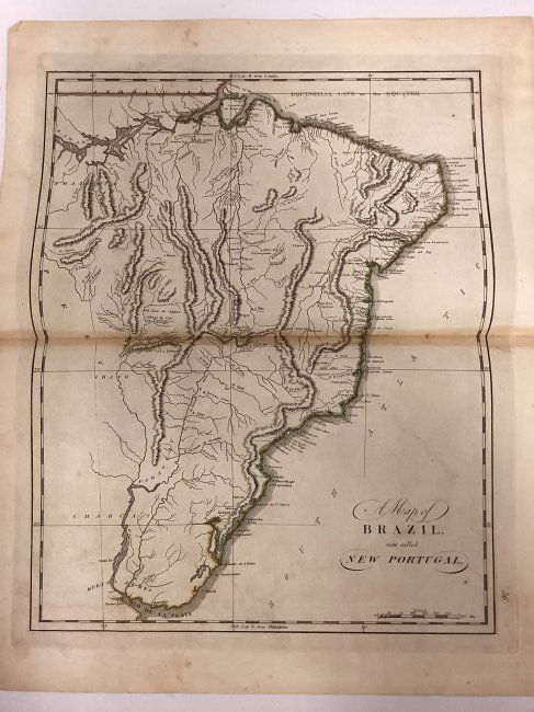 1816 Map of Brazil From Mathew Carey Atlas (1 of 2)
