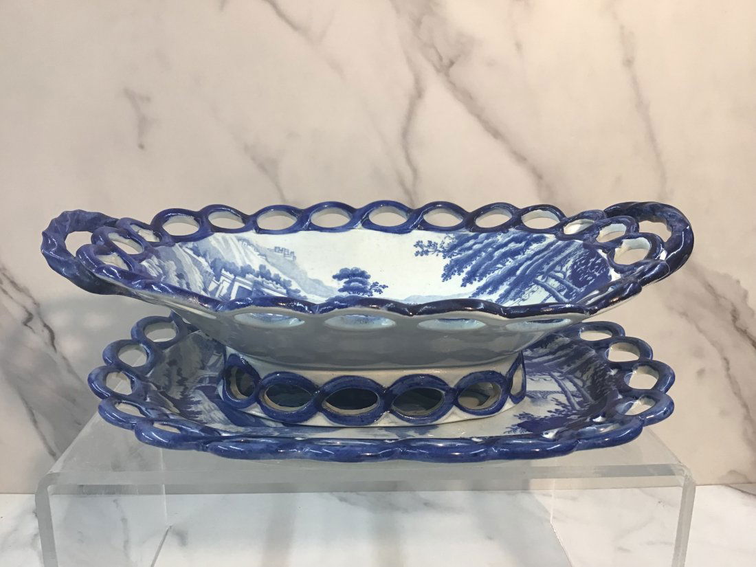 English Pearlware Reticulated Basket on Stand "Riley" (1 of 4)