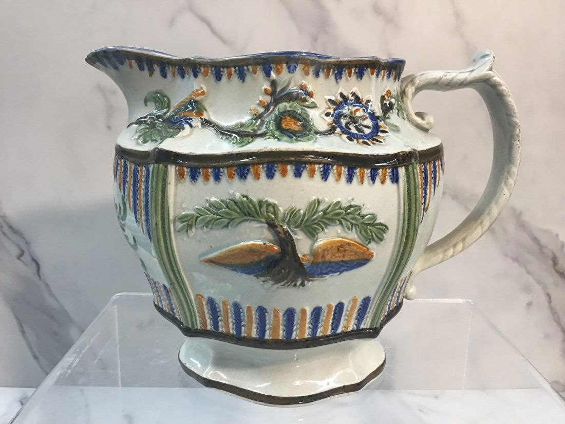 English Pearlware Polychrome Decorated Eagle Jug (1 of 6)