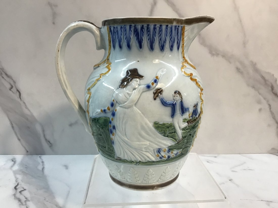 English Pearlware Polychrome Decorated Jug (1 of 4)
