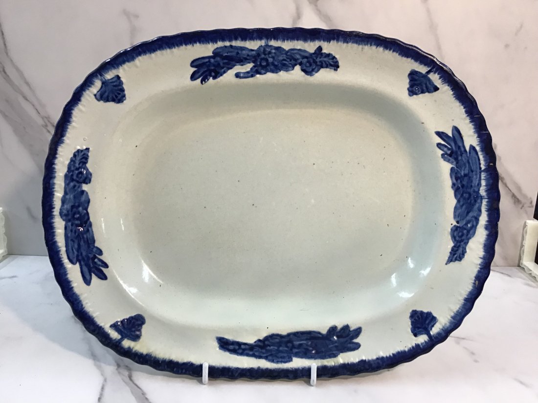English Pearlware Blue Featheredge Platter (1 of 3)