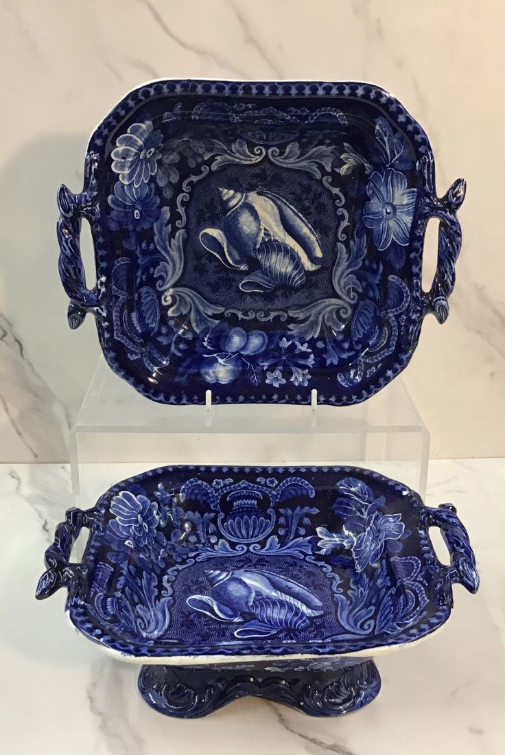 Fine Pair English Pearlware Stubbs "Shell" Open serving Dishes (1 of 5)
