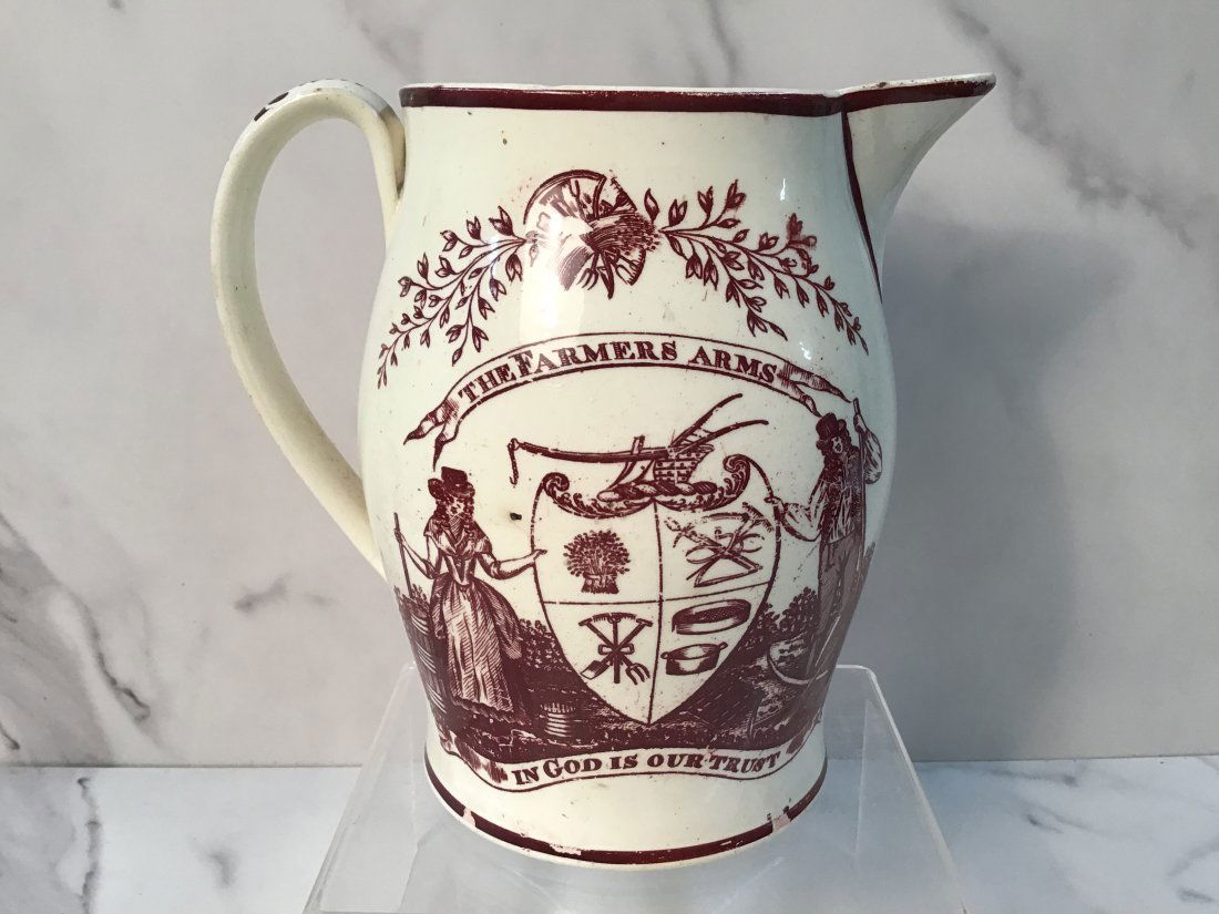 English Creamware "Farmer's Arms" Pitcher (1 of 3)