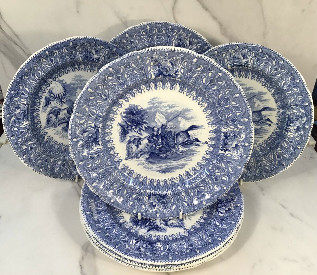 Group 7 Rorstrand Staffordshire Lion Hunt 9.5" Plates (1 of 4)