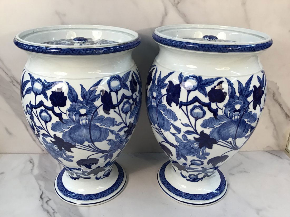 Fine Pair Wedgwood Pearlware Peony 10" (1 of 4)