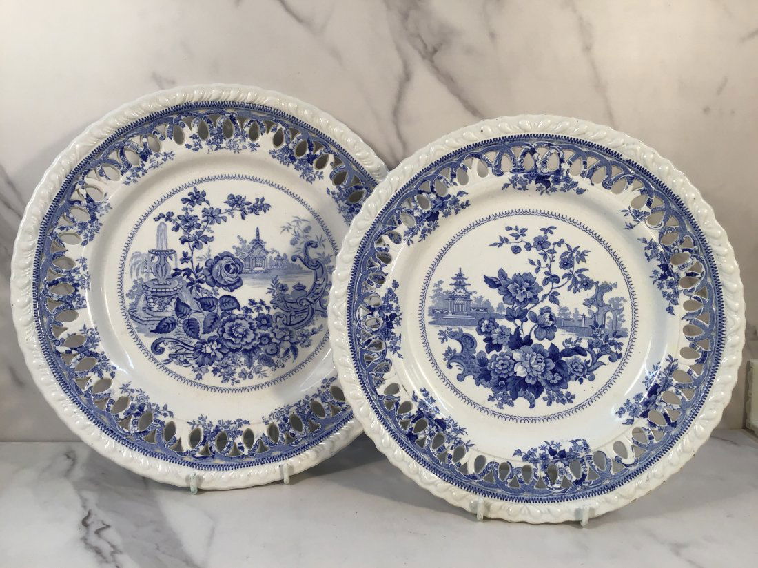 Set 2 Ridgway Pierced Plates "Italian Flower Garden" 10" (1 of 3)