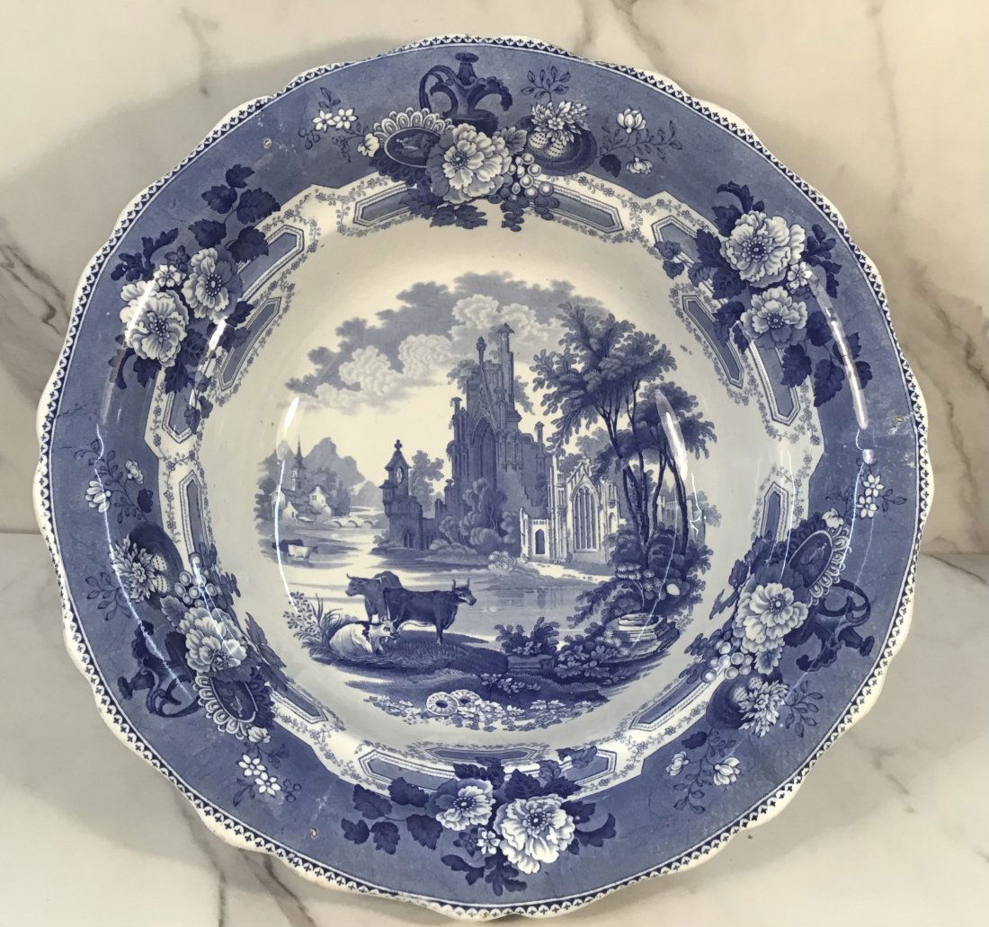 Large English Staffordshire Mayer "Abbey Ruins" 13.5" Wash Basin (1 of 3)