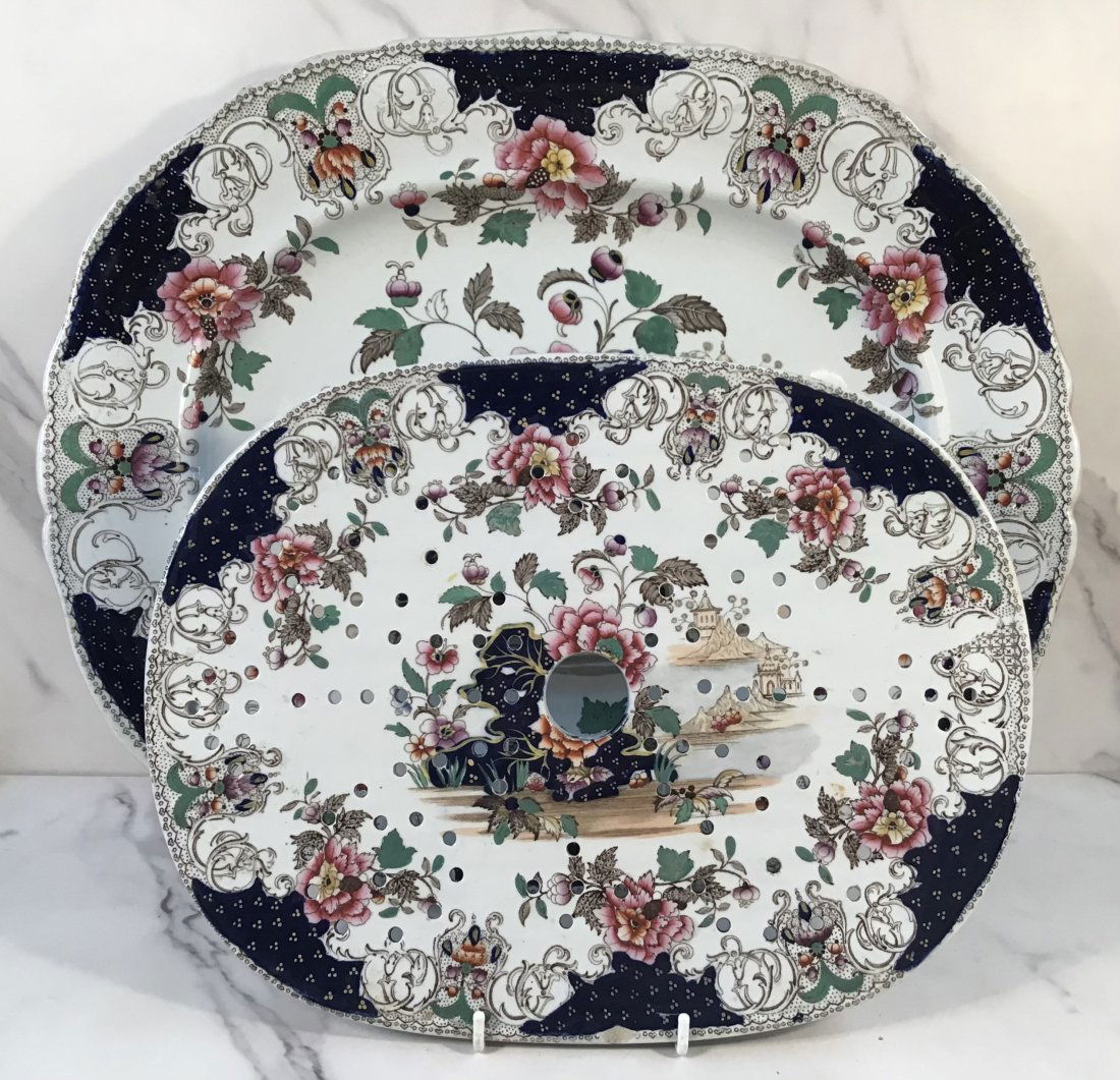 English Ironstone "Dresden China" 16.5" Platter with Mazarene (1 of 5)