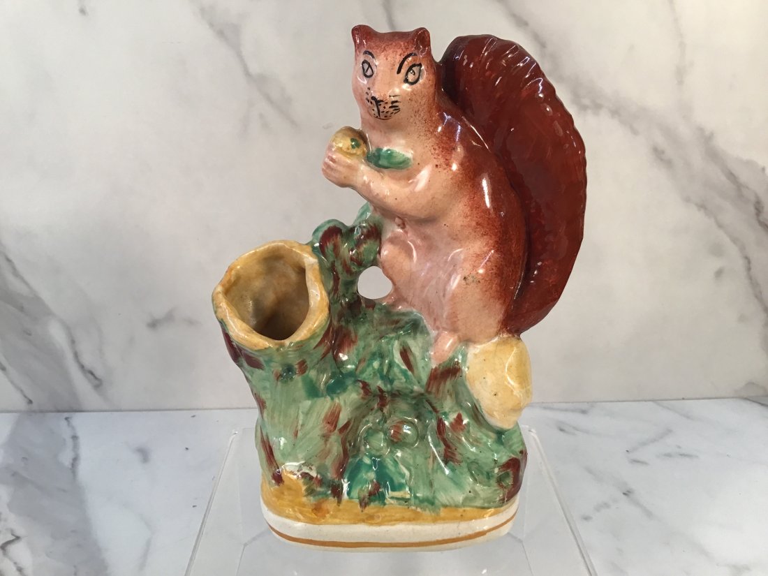 English Victorian Stafforshire Squirrel Figure 6.5" Spill Vase (1 of 3)