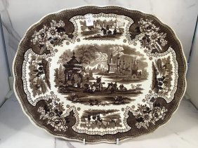 ADAMS PALESTINE Platter BROWN 15 inch Transferware Platter
