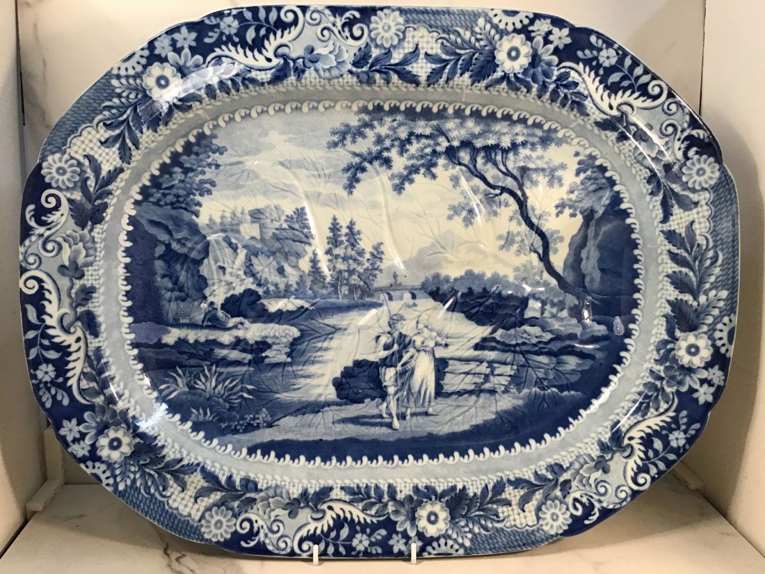 Brameld Staffordshire Pearlware Medium Blue Transferware Well Tree Platter (1 of 1)