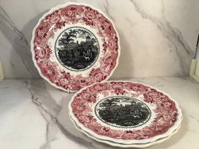 3 Rare Adams Staffordshire ANDALUSIA Bicolor 9 inch Plates 1835