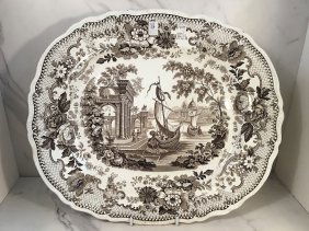 Staffordshire T MAYER Stoke on Trent Oriental Brown 17 inch PLATTER C1835