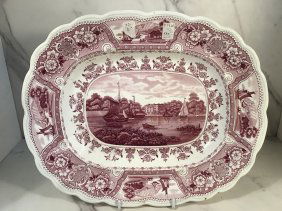 C1830 CLYDE SCENERY Jacksons Purple Transferware Platter 15 Inch