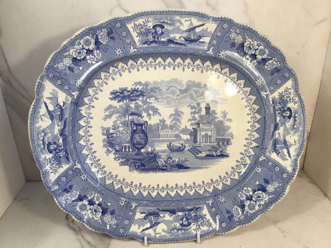 Large Mayer Canova Blue Transferware Staffordshire 15.5 In Platter 1830 (1 of 2)