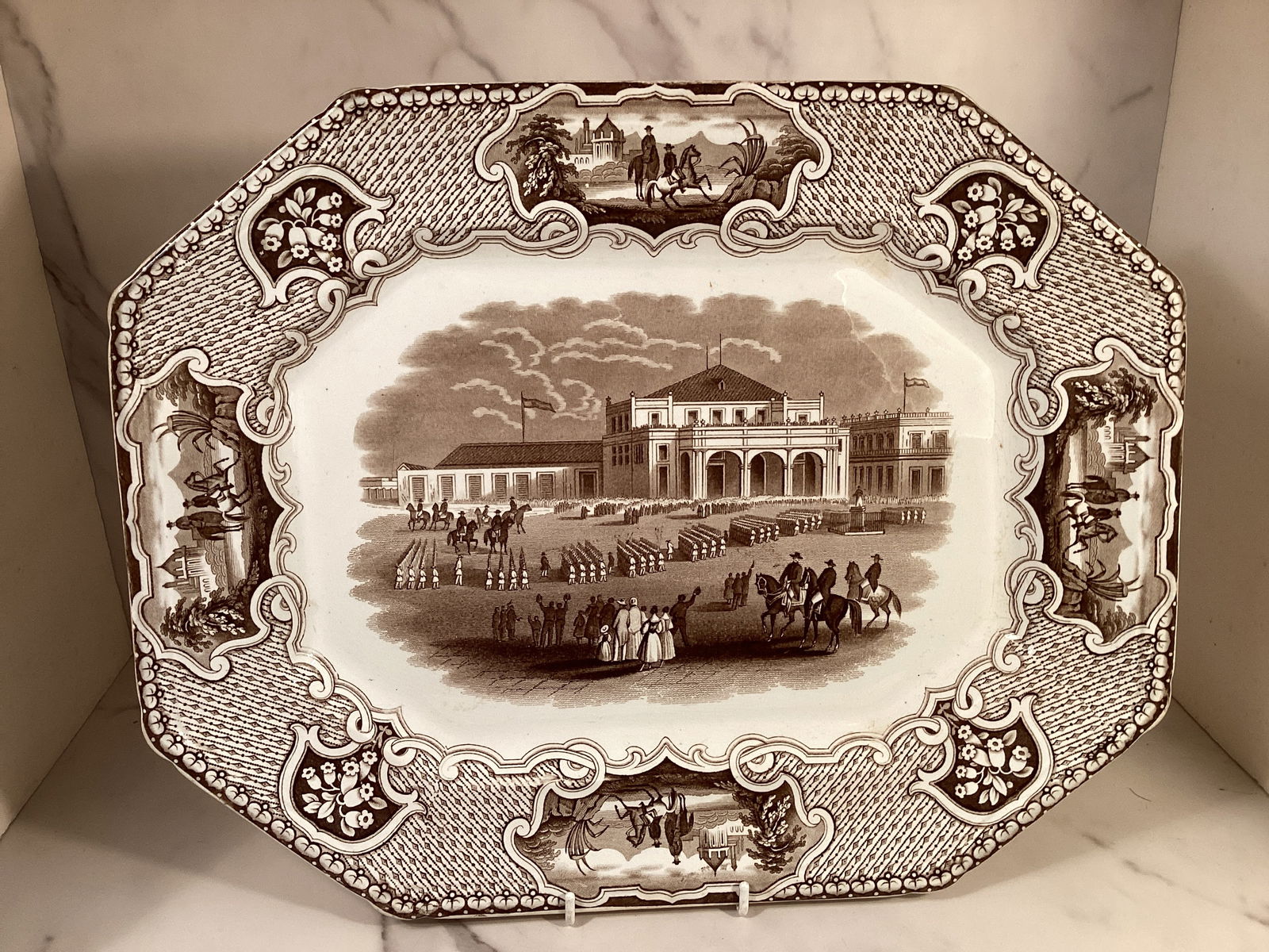 RARE English Ironstone Clementson THE REVIEW 15.5 Inch Platter (1 of 2)