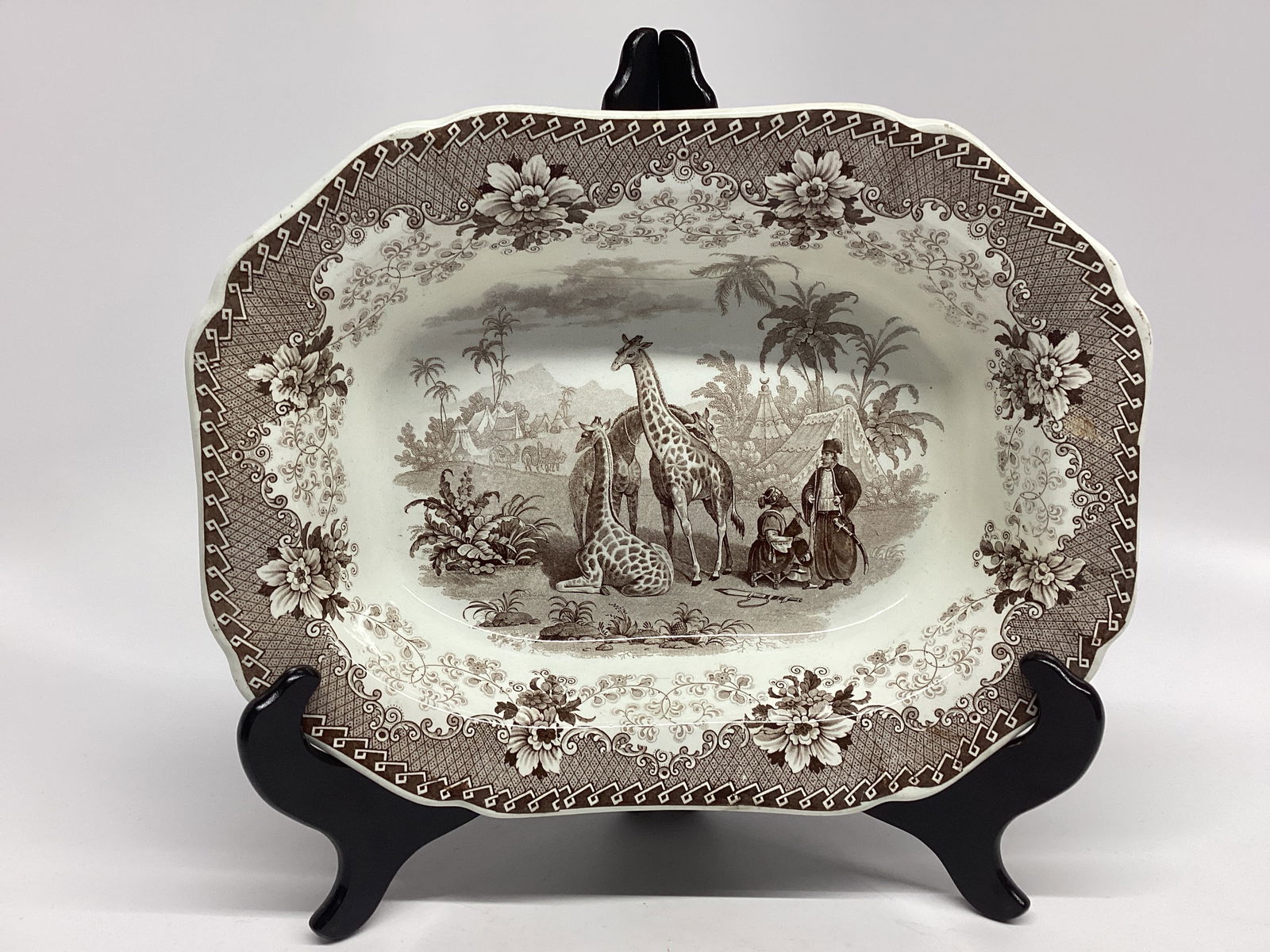 Ridgway 1836 GIRAFFE STONEWARE Open Vegetable Serving Bowl 12.25” Brown (1 of 3)