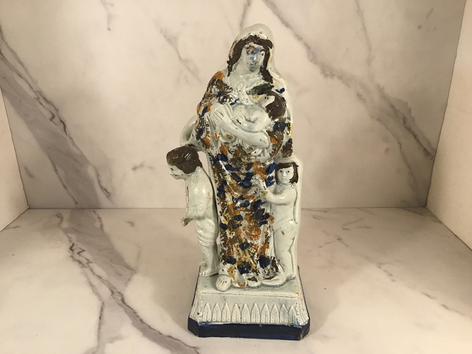 Early English Pearlware Pratt Decorated Figure of CHARITY: 9.5" Tall
