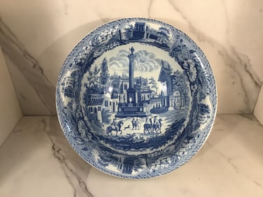 Engish Staffordshire Blue and White Bowl ROMAN COLUMN