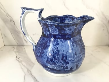 Rare Historical Blue "Famous Naval Heroes" Pitcher