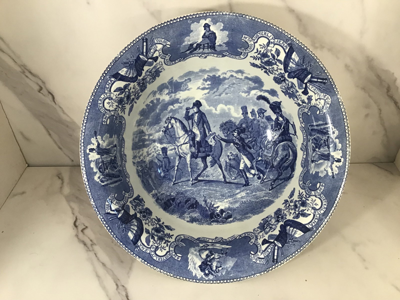 Staffordshire Freres Keramis Blue and White NAPOLEAN Bowl: 11" round