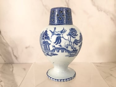 English Pearlware Blue and White Pepper Pot