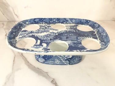 English Pearlware Blue and White Egg Cup Stand