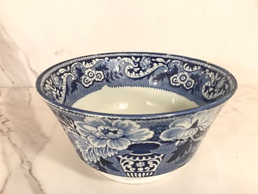 English Staffordshire Blue and White Waste Bowl