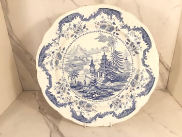 English Davenport Blue and White Staffordshire Charger