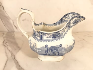 Rare Ridgway 1836 GIRAFFE Creamer Blue and White