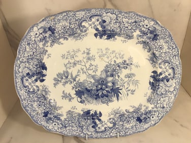 English Blue and White Staffordshire ARABESQUE Platter