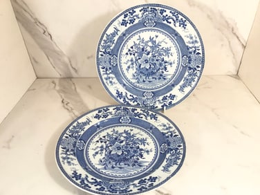 Pair English Pearlware Blue and White Plates