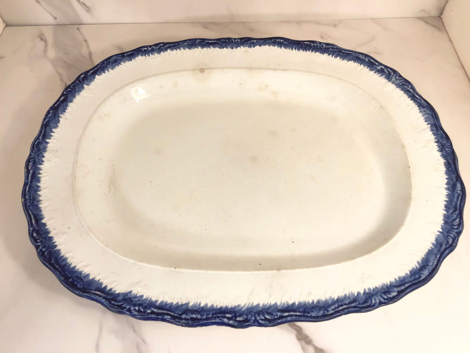 English Blue and White Featheredge Platter c1820 (1 of 2)