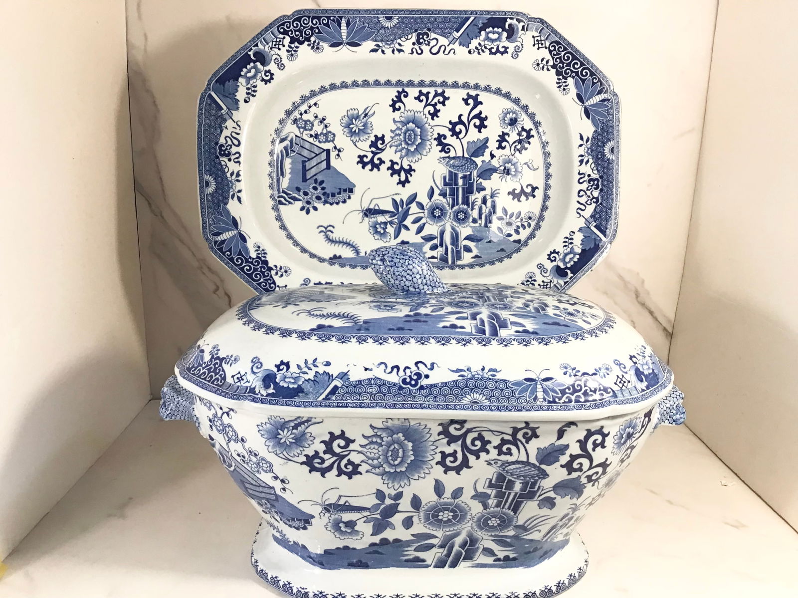 Large English Spode CRICKET Covered Soup Tureen and Undertray (1 of 6)