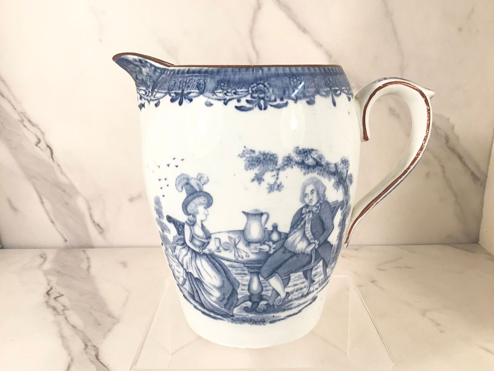 English Medium Blue Staffordshire Tea For Two Pitcher (1 of 3)