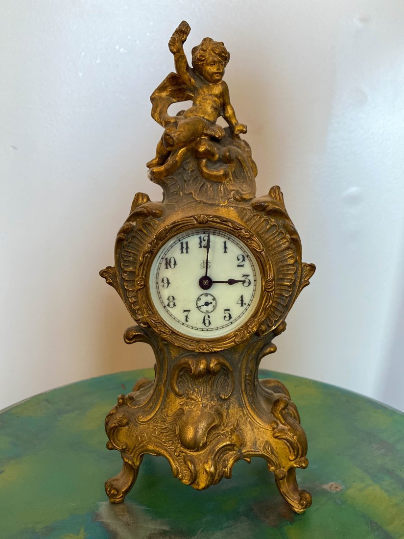 Antique Mantel Jennings Brothers 1891 Gilt WindUp Clock (1 of 8)