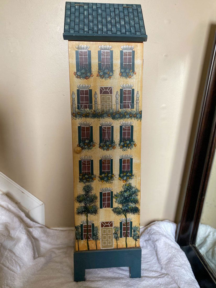 Tall 4ft Hand Painted Charleston House StandUp Cabinet (1 of 8)