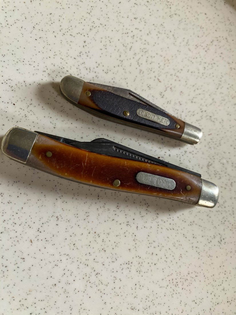 Pair of Old Timer Bone Pocket Knife Knives: Pair of Old Timer Bone Pocket Knives