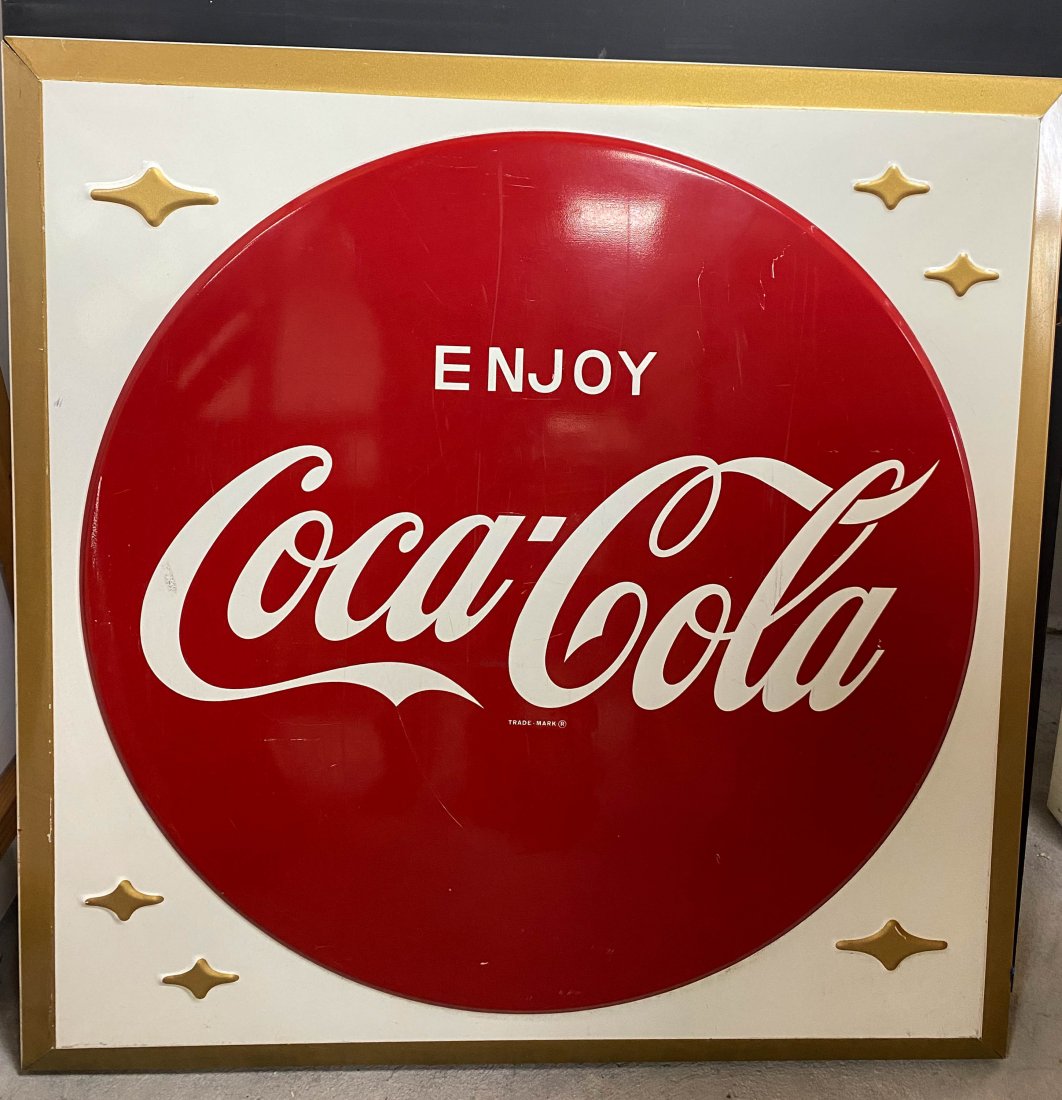 Old Metal Square Brooklyn Luncheonette Coca Cola Sign (1 of 12)