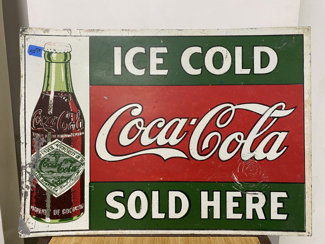 Original Old Ice Cold Coca Cola Sold Here Sign (1 of 7)
