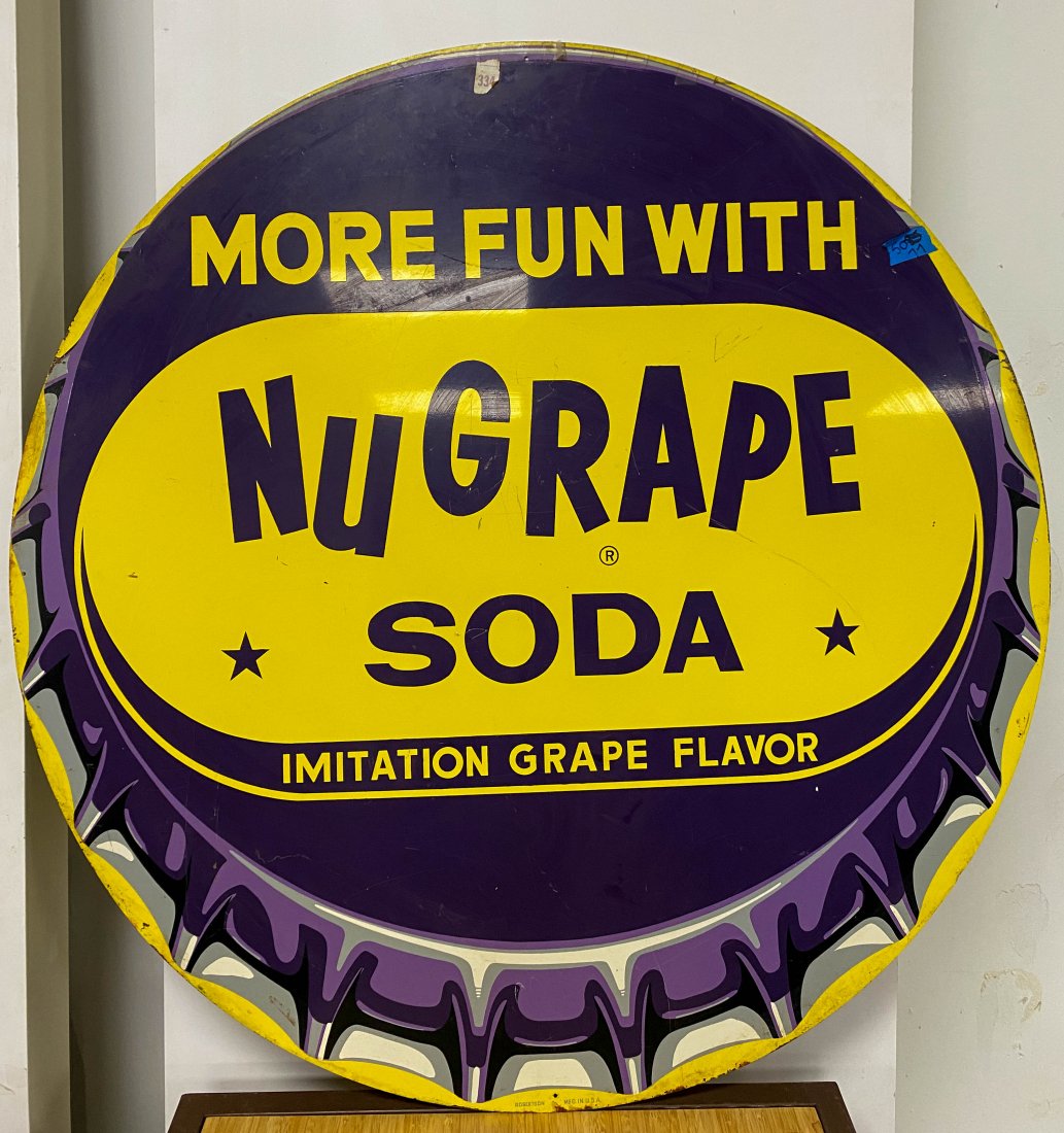 Original Large NuGrape Soda Sign Bottle Cap Graphic 3ft (1 of 6)