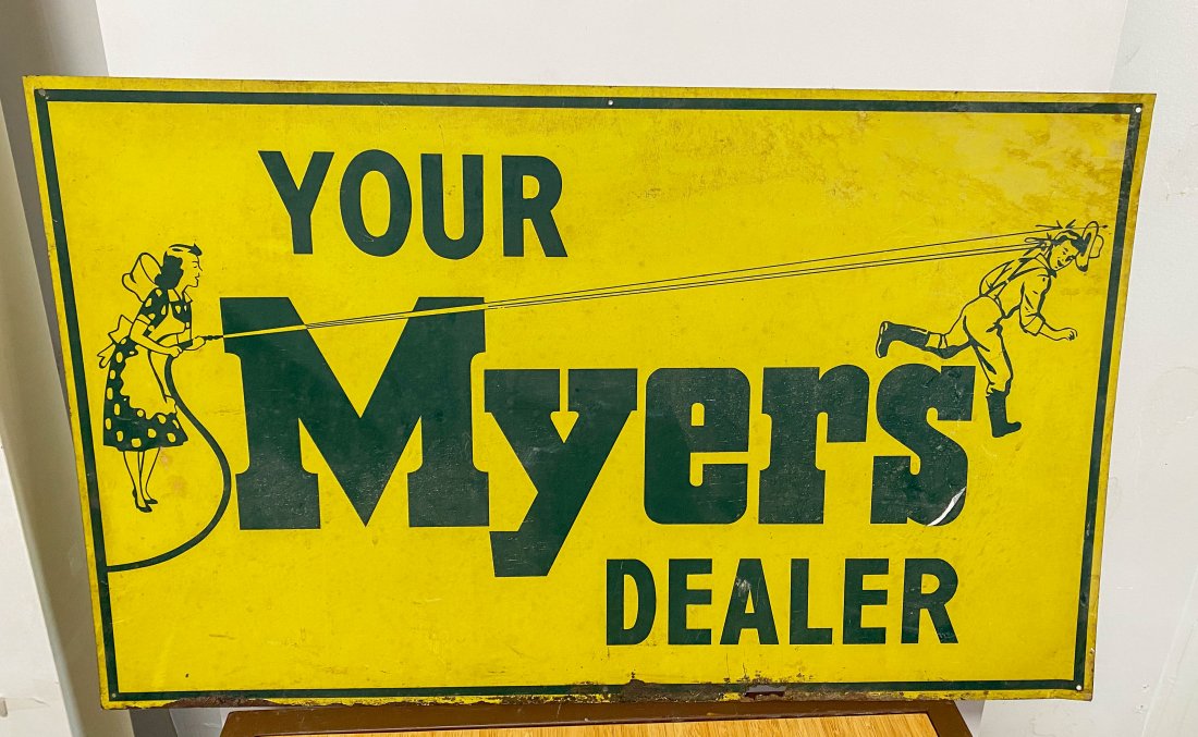 Old Original Meyers Dealer #5084 Vintage Sign: Original Meyers Dealer #5084 Sign approx 30"x18"