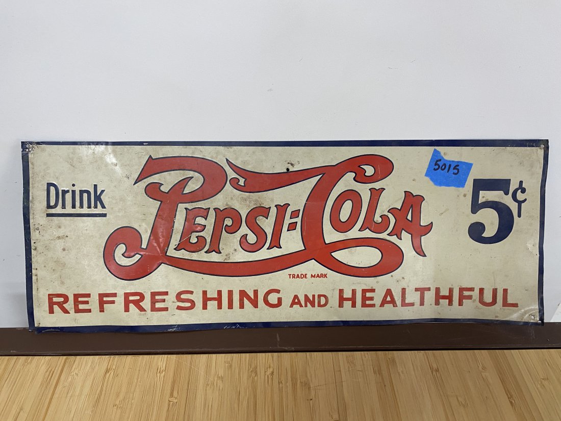 Authentic Original 5 Cent Pepsi Cola Sign 1940s (1 of 6)