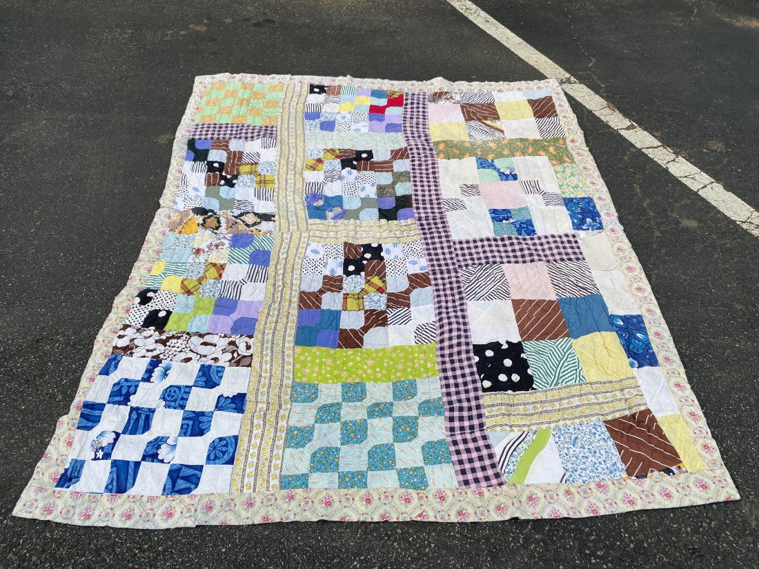 EARLY 1900S PATCHWORK YELLOW FLORAL TRIM (1 of 5)